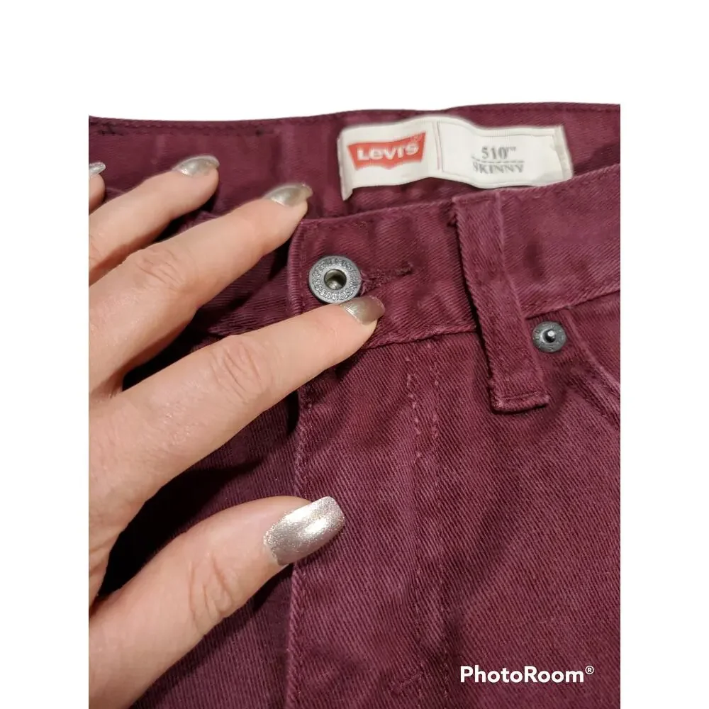 Levi's | Maroon 510 Skinny Jeans | Size 14 Reg - Picture 2 of 4